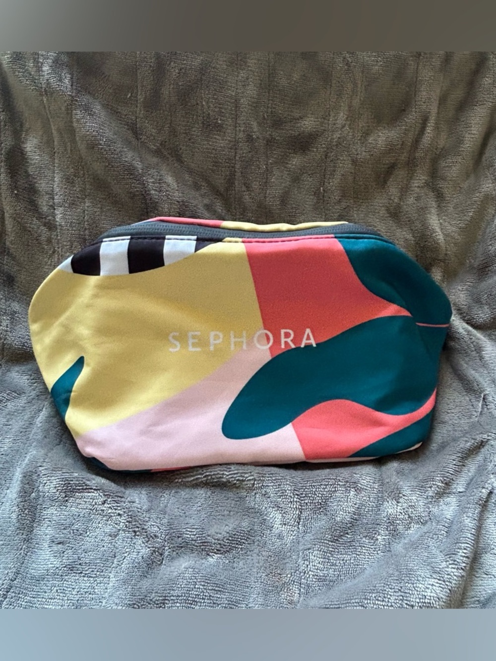 Sephora bag - Fanny pack - cosmetics make up bag Design Teal, Pink & Yellow